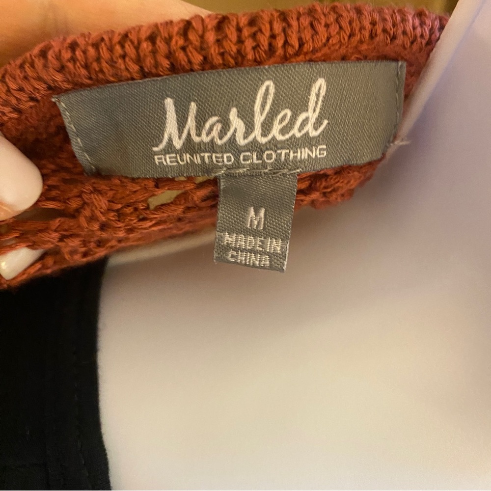 NWOT Marled open weave oversized short sleeve sweater in terra cotta. Size Med - Picture 3 of 5